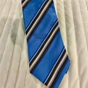 Hugo Boss Blue and Brown Striped Silk Tie
